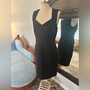 WHBM Black Sleeveless Lined Zip Back Spandex Form Fitting Dress Size 10